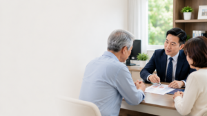 Consultant urologist discussing hormone therapy treatment options for prostate cancer with a patient during a clinic consultation.